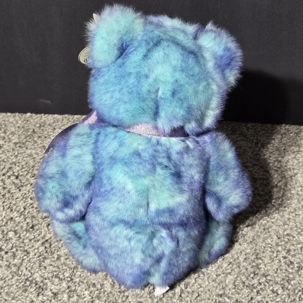 VTG TY CLASSIC BLUEBEARY Teddy Bear Plush‎ W/Tag Purple Bow Stuffed Animal 1999